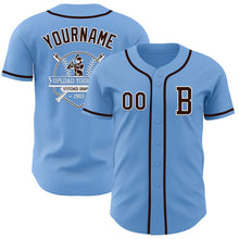 Load image into Gallery viewer, Custom Light Blue Brown-White Authentic Baseball Jersey