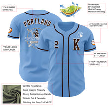 Load image into Gallery viewer, Custom Light Blue Brown-White Authentic Baseball Jersey