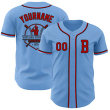 Load image into Gallery viewer, Custom Light Blue Red-Black Authentic Baseball Jersey