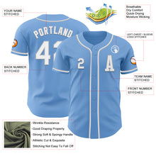 Load image into Gallery viewer, Custom Light Blue White-Gray Authentic Baseball Jersey