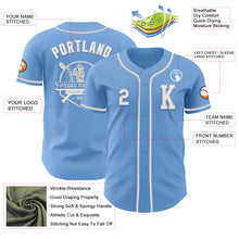 Load image into Gallery viewer, Custom Light Blue White-Gray Authentic Baseball Jersey