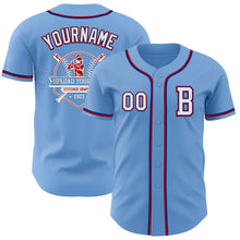 Load image into Gallery viewer, Custom Light Blue Royal-Red Authentic Baseball Jersey