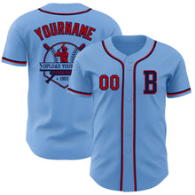 Load image into Gallery viewer, Custom Light Blue Red-Navy Authentic Baseball Jersey