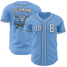Load image into Gallery viewer, Custom Light Blue White-Black Authentic Baseball Jersey