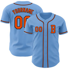 Load image into Gallery viewer, Custom Light Blue Orange-Black Authentic Baseball Jersey