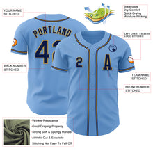 Load image into Gallery viewer, Custom Light Blue Navy-Old Gold Authentic Baseball Jersey
