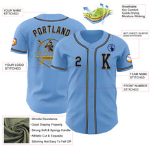 Load image into Gallery viewer, Custom Light Blue Navy-Old Gold Authentic Baseball Jersey