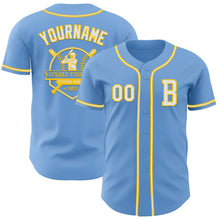 Load image into Gallery viewer, Custom Light Blue White-Yellow Authentic Baseball Jersey