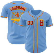 Load image into Gallery viewer, Custom Light Blue Red-Gold Authentic Baseball Jersey