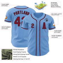 Load image into Gallery viewer, Custom Light Blue Crimson-Black Authentic Baseball Jersey