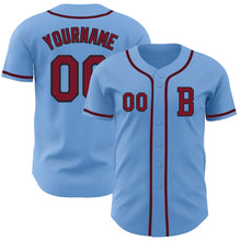 Load image into Gallery viewer, Custom Light Blue Crimson-Black Authentic Baseball Jersey
