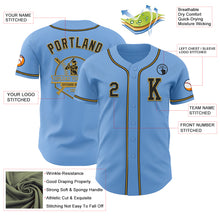 Load image into Gallery viewer, Custom Light Blue Black-Old Gold Authentic Baseball Jersey
