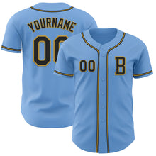 Load image into Gallery viewer, Custom Light Blue Black-Old Gold Authentic Baseball Jersey