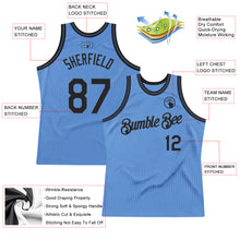 Load image into Gallery viewer, Custom Light Blue Black Authentic Throwback Basketball Jersey