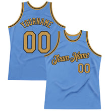 Load image into Gallery viewer, Custom Light Blue Old Gold-Black Authentic Throwback Basketball Jersey