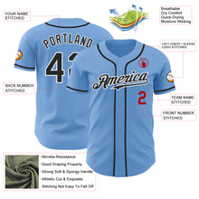 Load image into Gallery viewer, Custom Light Blue Black White-Red Authentic Baseball Jersey