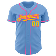 Load image into Gallery viewer, Custom Light Blue Yellow-Pink Authentic Baseball Jersey