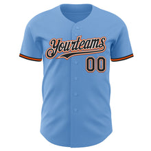 Load image into Gallery viewer, Custom Light Blue Black White-Orange Authentic Baseball Jersey