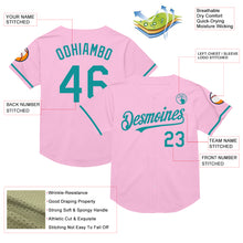 Load image into Gallery viewer, Custom Light Pink Teal Mesh Authentic Throwback Baseball Jersey