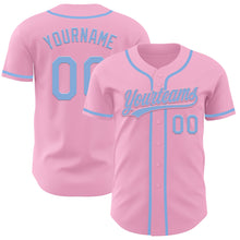 Load image into Gallery viewer, Custom Light Pink Light Blue Authentic Baseball Jersey