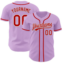 Load image into Gallery viewer, Custom Light Purple Red-White Authentic Baseball Jersey