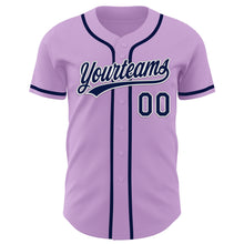 Load image into Gallery viewer, Custom Light Purple Navy-White Authentic Baseball Jersey