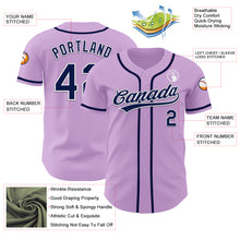Load image into Gallery viewer, Custom Light Purple Navy-White Authentic Baseball Jersey