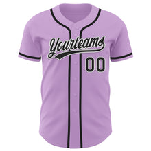 Load image into Gallery viewer, Custom Light Purple Black-White Authentic Baseball Jersey