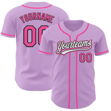Load image into Gallery viewer, Custom Light Purple Pink-Black Authentic Baseball Jersey