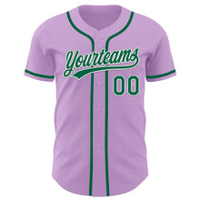 Load image into Gallery viewer, Custom Light Purple Kelly Green-White Authentic Baseball Jersey