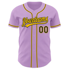 Load image into Gallery viewer, Custom Light Purple Black-Yellow Authentic Baseball Jersey