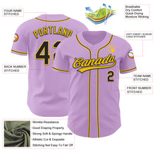 Load image into Gallery viewer, Custom Light Purple Black-Yellow Authentic Baseball Jersey