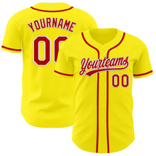 Load image into Gallery viewer, Custom Light Yellow Red-White Authentic Baseball Jersey