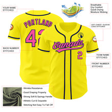 Load image into Gallery viewer, Custom Light Yellow Pink-Navy Authentic Baseball Jersey
