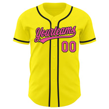 Load image into Gallery viewer, Custom Light Yellow Pink-Black Authentic Baseball Jersey
