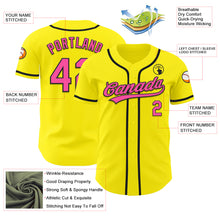 Load image into Gallery viewer, Custom Light Yellow Pink-Black Authentic Baseball Jersey