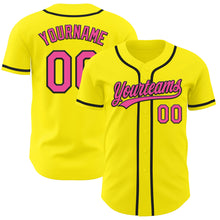 Load image into Gallery viewer, Custom Light Yellow Pink-Black Authentic Baseball Jersey