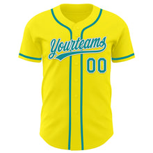 Load image into Gallery viewer, Custom Light Yellow Teal-White Authentic Baseball Jersey
