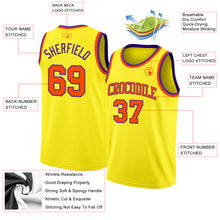 Load image into Gallery viewer, Custom Light Yellow Orange-Purple Authentic Basketball Jersey
