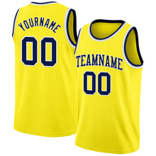 Load image into Gallery viewer, Custom Light Yellow Navy-White Authentic Basketball Jersey