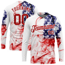 Load image into Gallery viewer, Custom White Red-Royal American Flag Fashion 3D Long Sleeve Performance T-Shirt