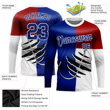 Load image into Gallery viewer, Custom Royal Red-White 3D Texas Flag And Fish Hook Fishing Long Sleeve Performance T-Shirt