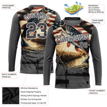 Load image into Gallery viewer, Custom Steel Gray White 3D American Flag And Fish Fishing Long Sleeve Performance T-Shirt