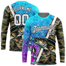 Load image into Gallery viewer, Custom Camo White-Black 3D Fish Fishing Long Sleeve Performance T-Shirt