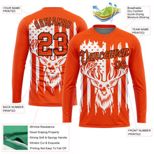 Load image into Gallery viewer, Custom Orange Black-White 3D Animal Deer Hunting American Flag Long Sleeve Performance T-Shirt