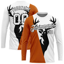Load image into Gallery viewer, Custom White Texas Orange-Black 3D Animal Deer Hunting Long Sleeve Performance T-Shirt