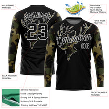 Load image into Gallery viewer, Custom Black Camo-White 3D Animal Deer Hunting Long Sleeve Performance T-Shirt