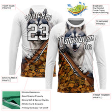 Load image into Gallery viewer, Custom White Black 3D Animal Wolf Hunting Tool Gun Long Sleeve Performance T-Shirt