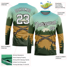 Load image into Gallery viewer, Custom Ice Blue White-Black 3D Hunting Tool Gun Long Sleeve Performance T-Shirt