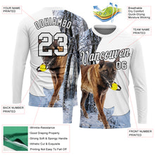 Load image into Gallery viewer, Custom White Black 3D Animal Shepherd Dog Hunting Long Sleeve Performance T-Shirt